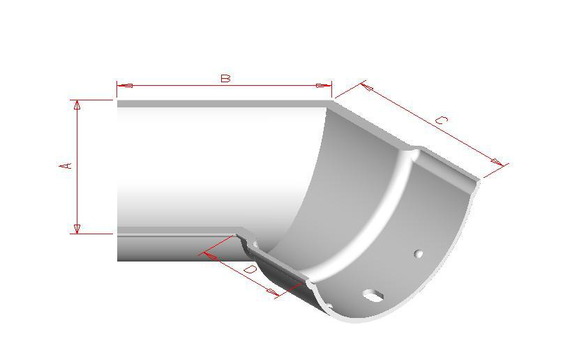 Beaded Half Round Gutter 135 Degree External Bend