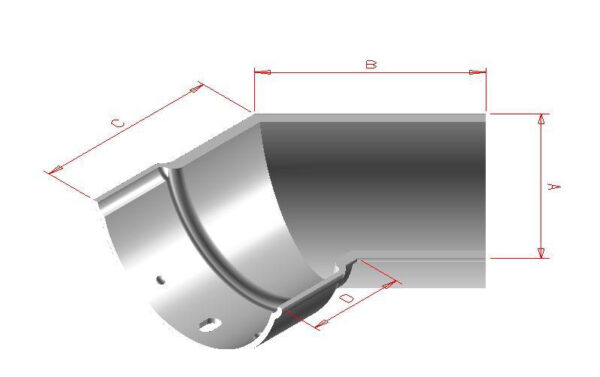 Beaded Half Round Gutter 135 Degree Internal Bend