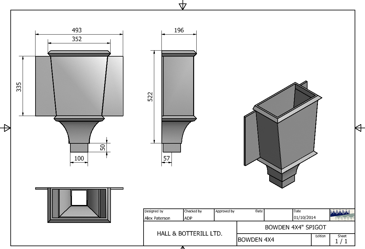 Bowden Hopper Head Dimentions