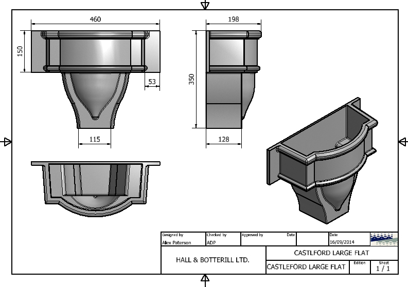 Castleford Hopper Head Large Flat